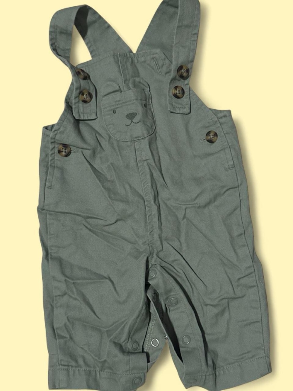 Carter's Olive Green Bear Pocket Adjustable Strap Overalls